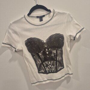 Forever 21 graphic T-shirt black corset